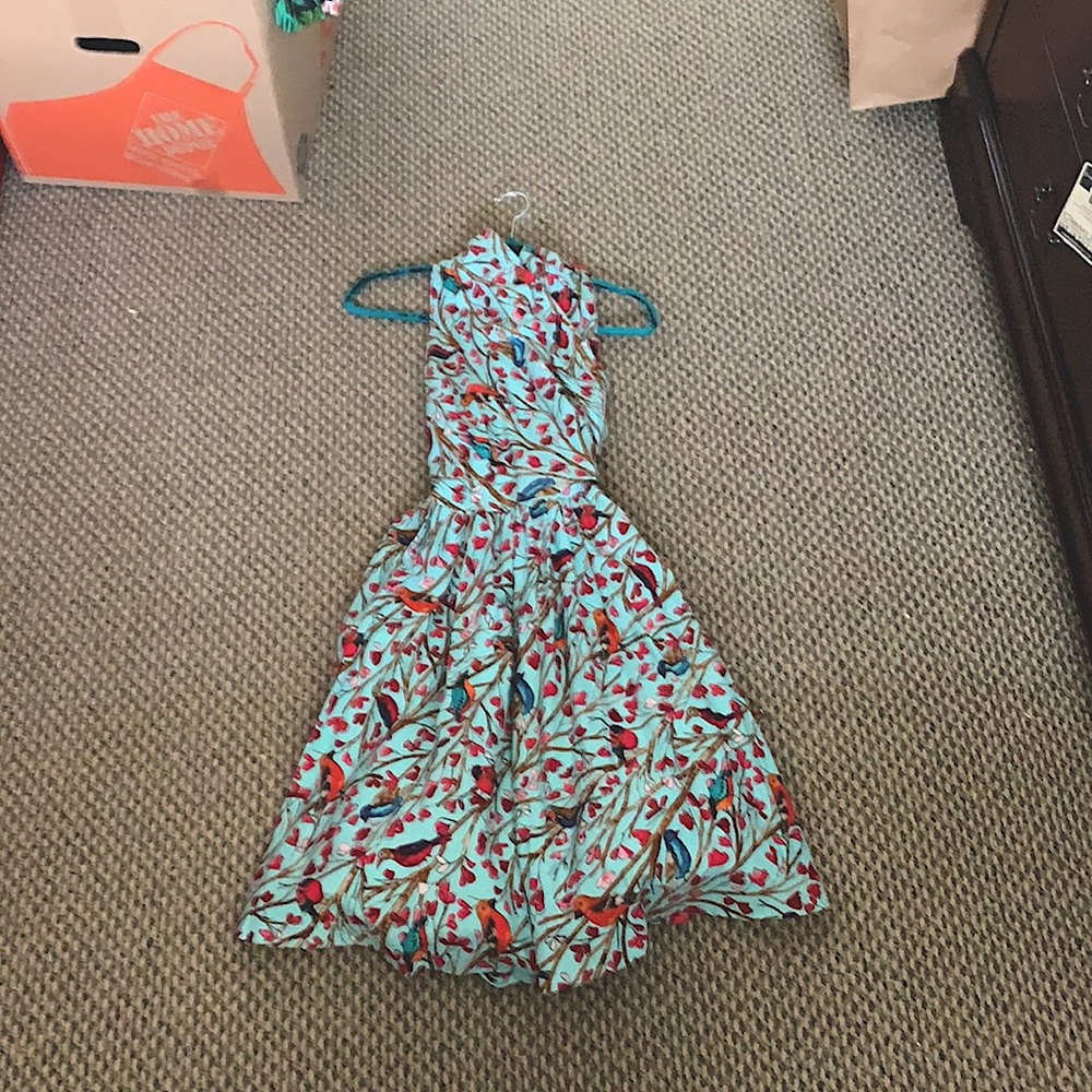 Light Blue Floral Birds Dress